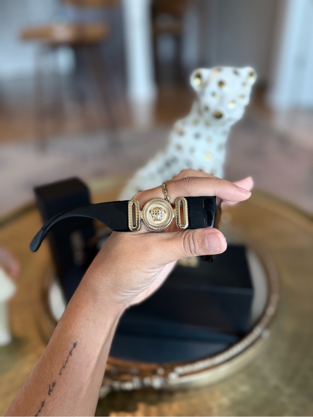 Versace Black Sunglasses Gold Medallion